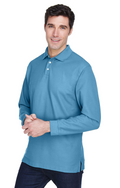 Men's Pima Piqué Long-Sleeve Polo - Slate Blue