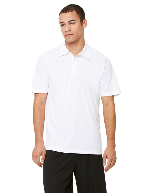 Unisex Performance Three-Button Raglan Polo - White
