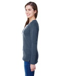 Women's Long Sleeve Fine Jersey Lace-Up T-Shirt - Vintage Navy / White