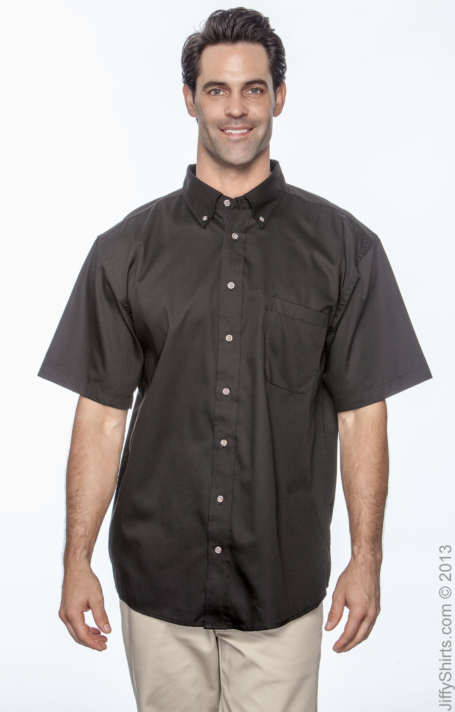 Men's Easy Blend™ Short-Sleeve Twill Shirt with Stain-Release - Black