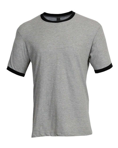 Unisex Fine Jersey Ringer Tee - Heather Grey/ Black