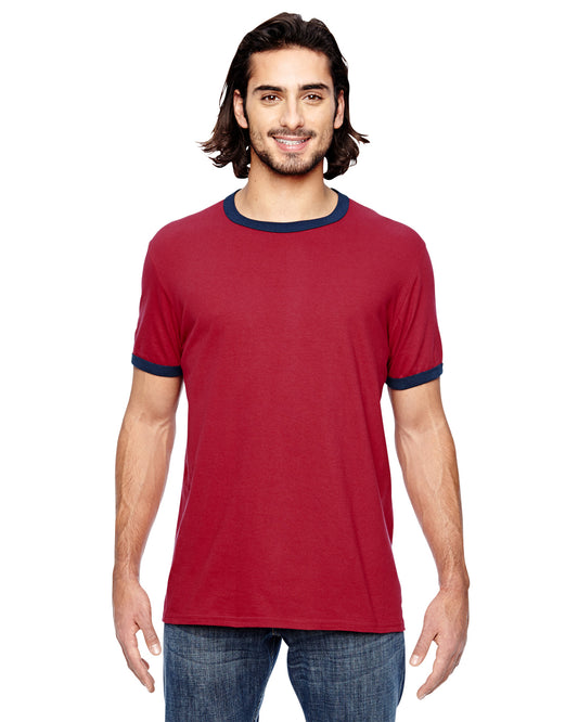Unisex Lightweight Ringer T-Shirt - Industry Red Navy