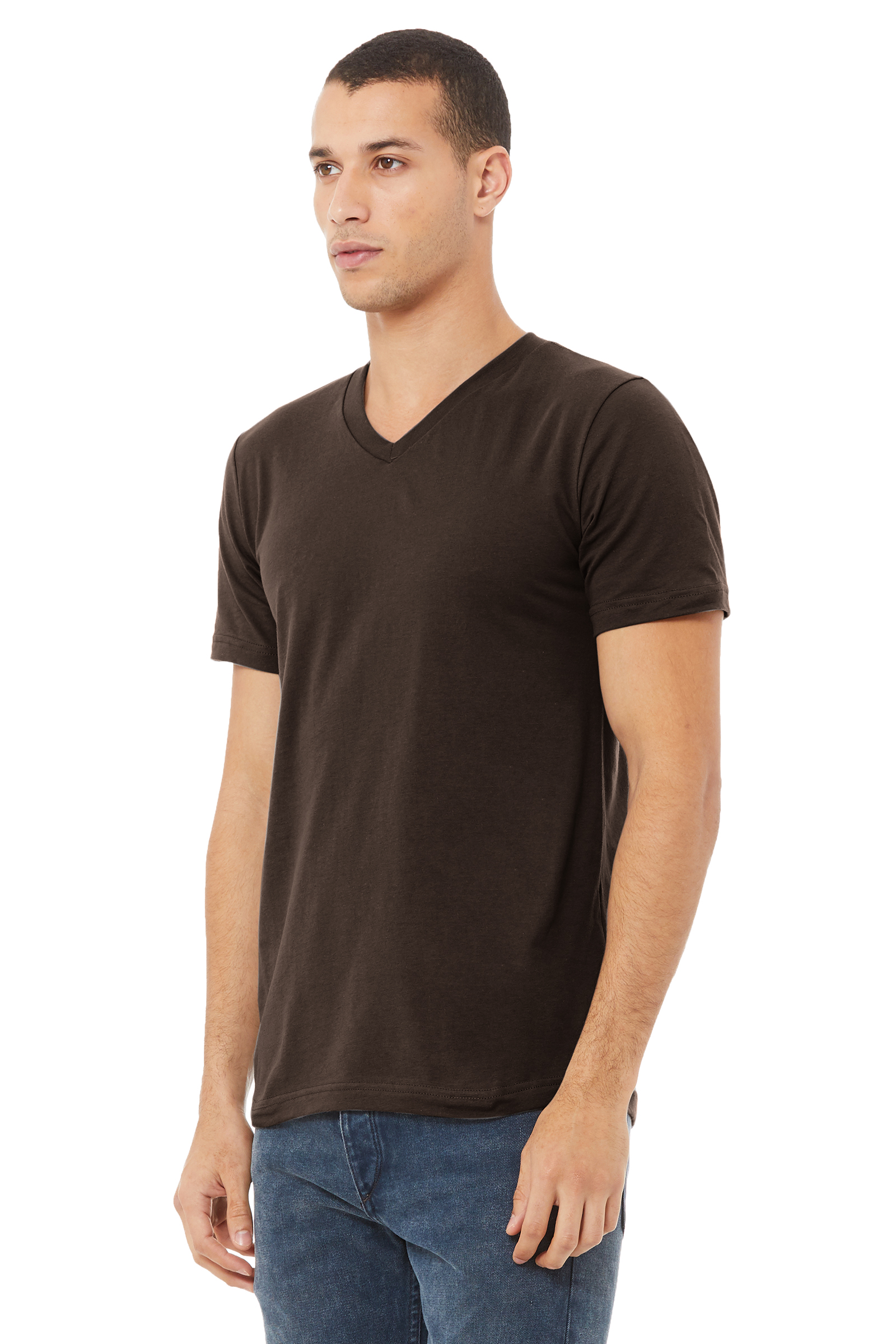 Unisex Jersey Short-Sleeve V-Neck T-Shirt - Brown