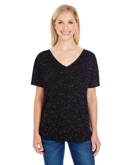 Women's Triblend Fleck Short-Sleeve V-Neck T-Shirt - Black Fleck