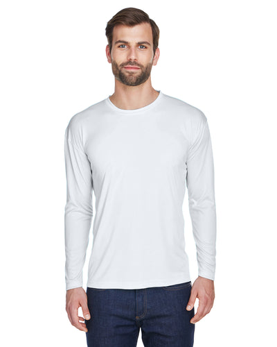 Unisex Cool & Dry Sport Long-Sleeve Performance Interlock T-Shirt - White