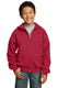Port & Company PC90YZH - Youth Core Fleece Full-Zip Hoodie - Red