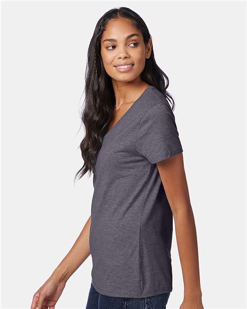 Hanes S04V Charcoal Heather — on model side