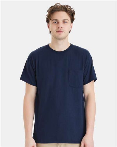 Hanes W110 Navy — on model front