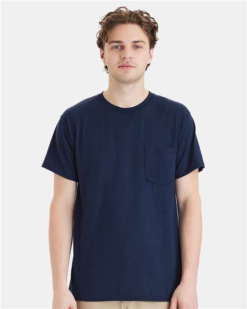 Hanes W110 Navy — on model front