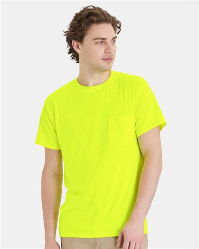 Hanes W110 Safety Green — on model front
