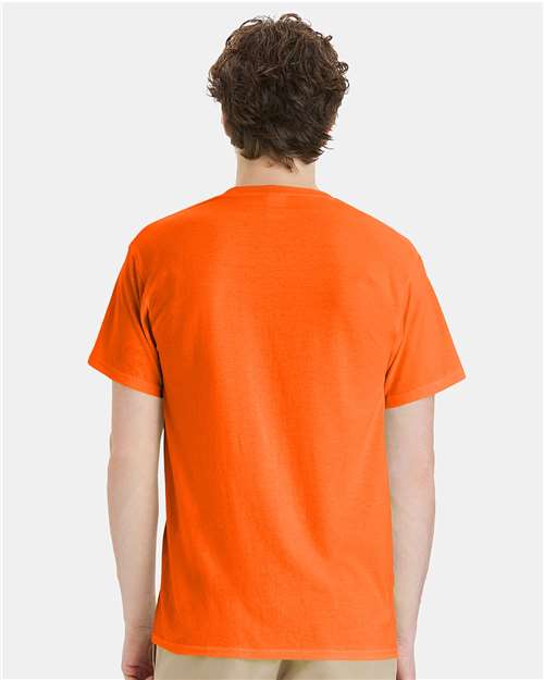 Hanes W110 Safety Orange — on model back