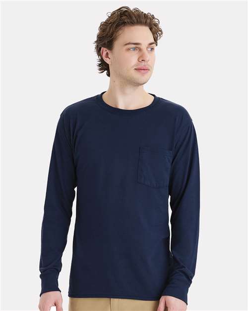 Hanes W120 Navy — on model front