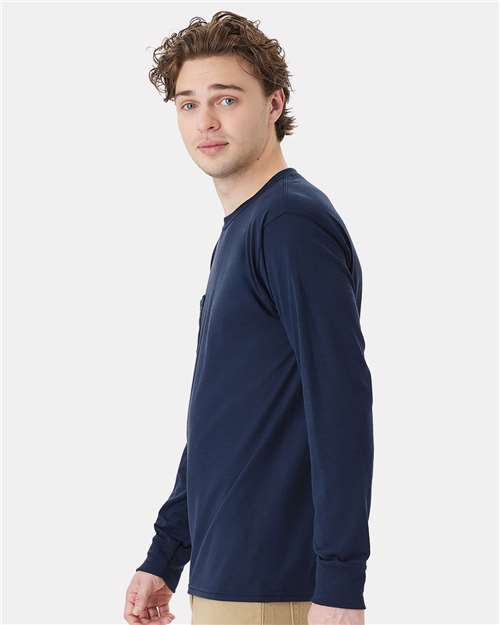 Hanes W120 Navy — on model side
