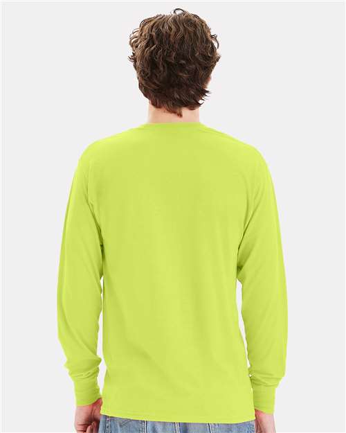 Hanes W120 Safety Green — on model back