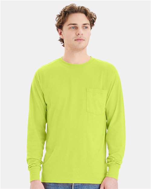 Hanes W120 Safety Green — on model front