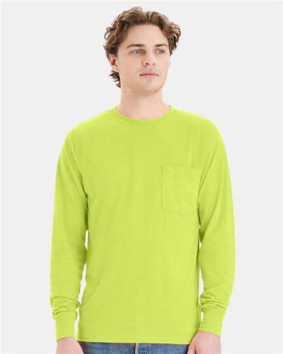 Hanes W120 Safety Green — on model front