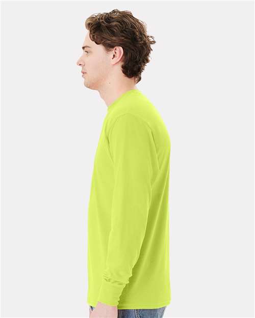Hanes W120 Safety Green — on model side