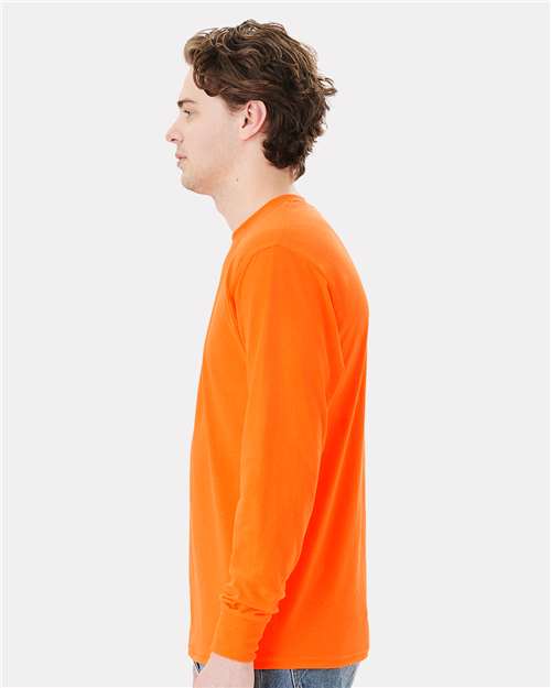 Hanes W120 Safety Orange — on model side