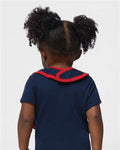 Rabbit Skins 1004 Navy/ Red — on model back