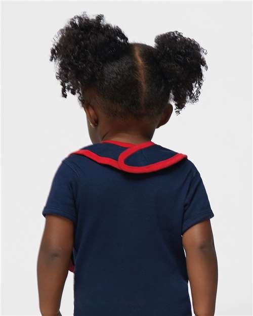 Rabbit Skins 1004 Navy/ Red — on model back
