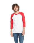 Unisex CVC 3/4 Sleeve Raglan Baseball T-Shirt - Red / White