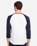 LAT 6930 White/ Navy/ Red — on model back