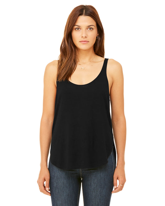 Women's Flowy Side Slit Tank - Black