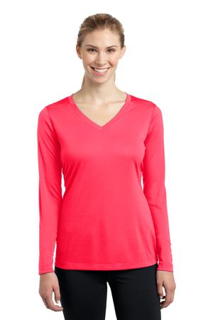 Women's Long Sleeve PosiCharge Competitor V-Neck Tee - Hot Coral