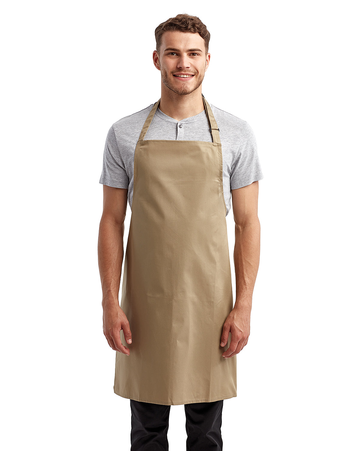Unisex Recycled Bib Apron - Khaki