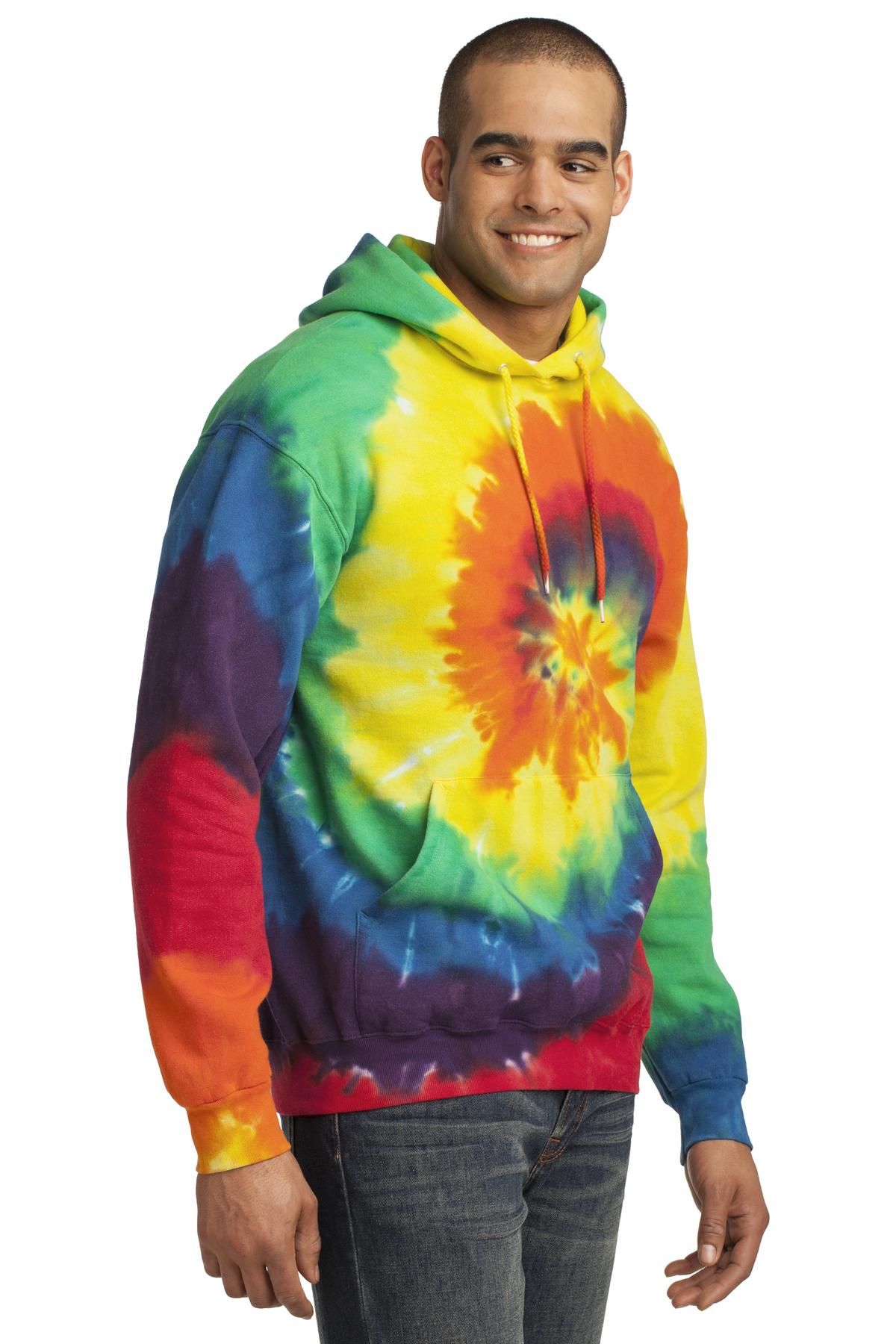 Unisex Tie-Dye Pullover Hoodie - Rainbow