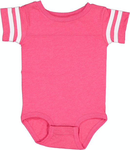 Infant Football Bodysuit - Vintage Heather Pink / Blend White