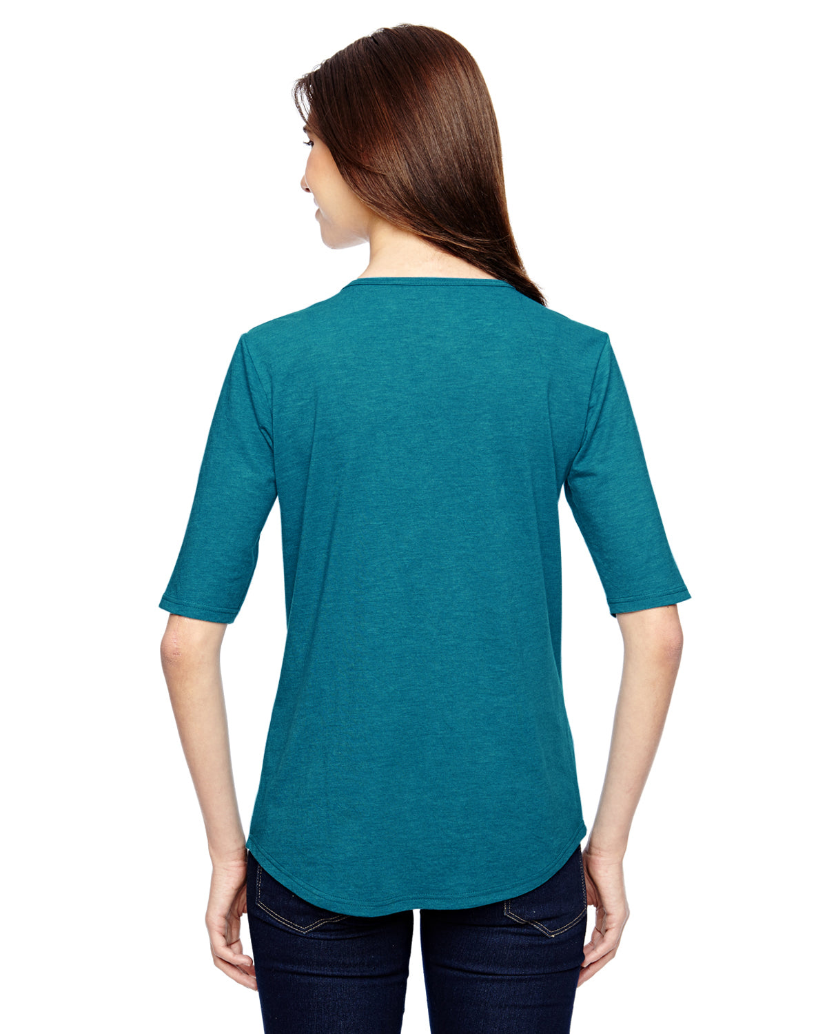 Women's Triblend Deep Scoop 1/2-Sleeve T-Shirt - Heather Galapagos Blue