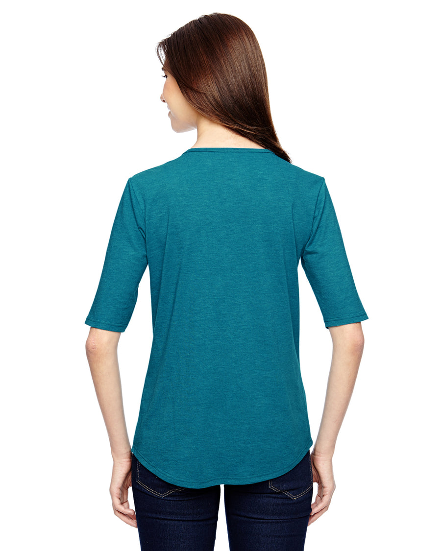 Women's Triblend Deep Scoop 1/2-Sleeve T-Shirt - Heather Galapagos Blue