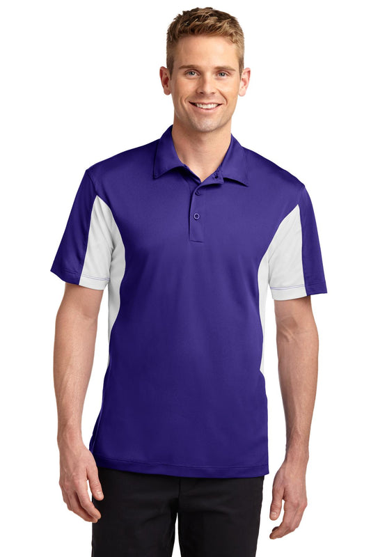 Men's Side Blocked Micropique Sport-Wick Polo - Purple / White