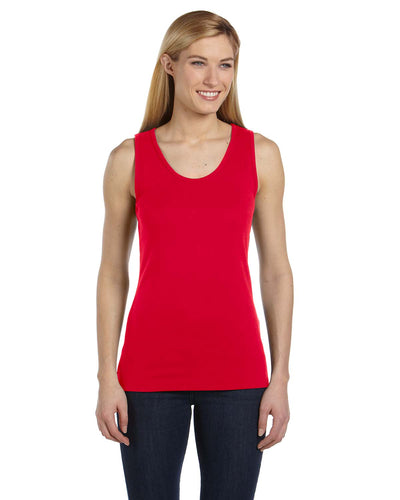 Women's Missy Widestrap Baby Rib Tank - Red