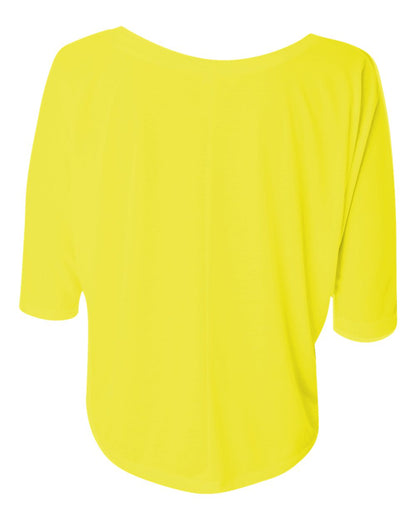 Women's Flowy Boxy Half-Sleeve V-Neck T-Shirt - Neon Yellow