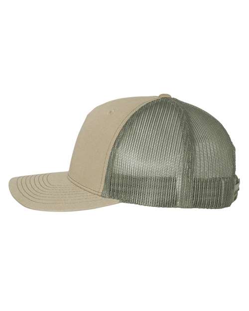 Richardson 112FP Pale Khaki/ Loden Green — direct side