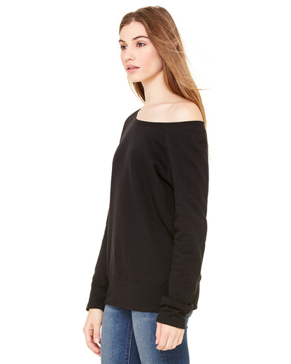 Women's Sponge Fleece Wide Neck Sweatshirt - Black