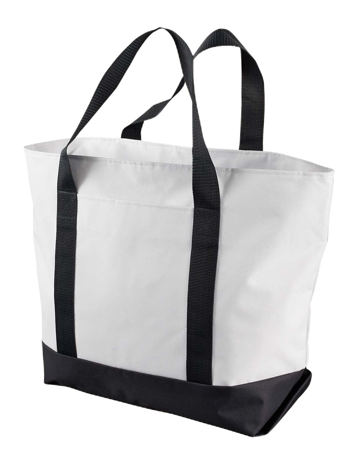Giant Zipper Boat Tote - White / Black