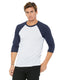 Bella + Canvas 3200 - Unisex 3/4-Sleeve Baseball T-Shirt - White Fleck / Navy Triblend