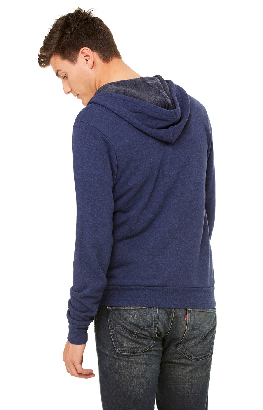Unisex Triblend Sponge Fleece Full-Zip Hoodie - Navy Triblend
