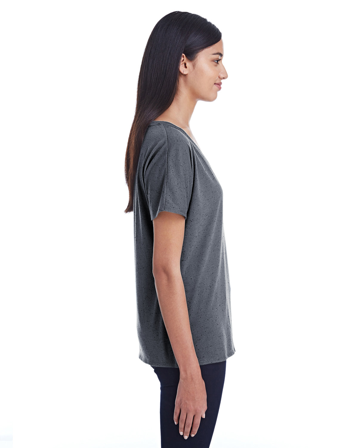 Women's Triblend Fleck Short-Sleeve V-Neck T-Shirt - Charcoal Fleck