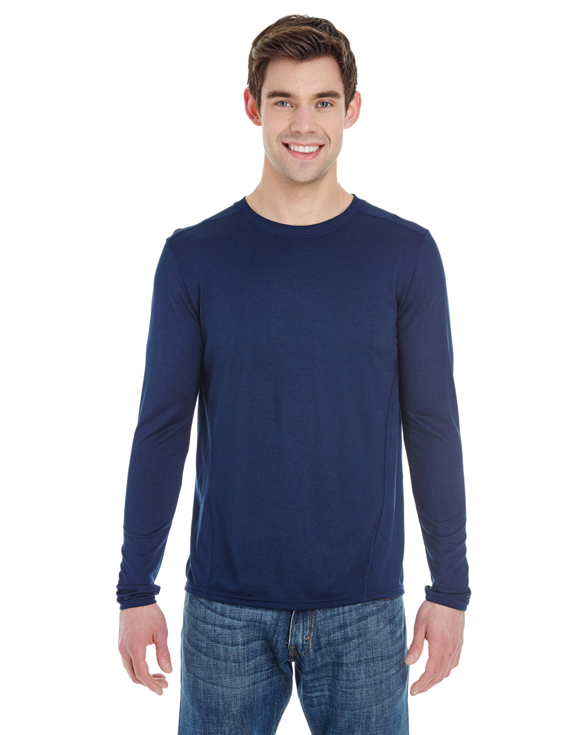 Unisex Performance®  Long-Sleeve Tech T-Shirt - Marbled Navy