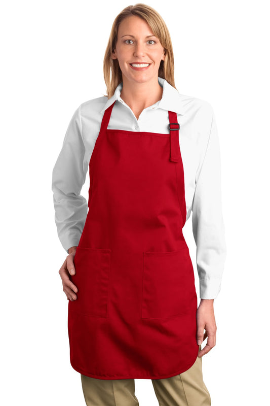 Full-Length Apron with Pockets - Red
