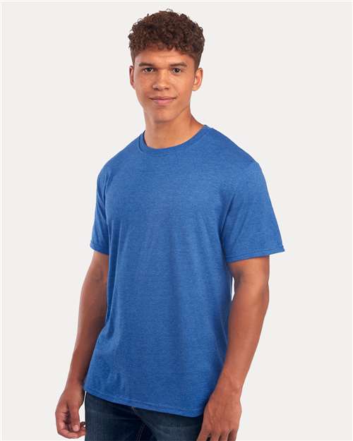 JERZEES 560MR Retro Heather Royal — on model side