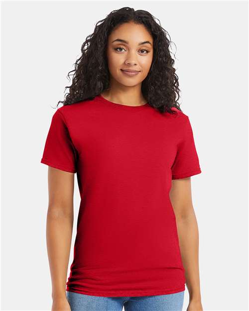 Hanes 5280 Athletic Red — on model front