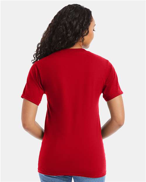 Hanes 5180 Athletic Red — on model back