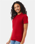Hanes 5180 Athletic Red — on model side