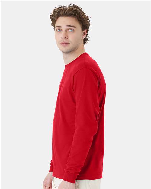 Hanes 5286 Athletic Red — on model side