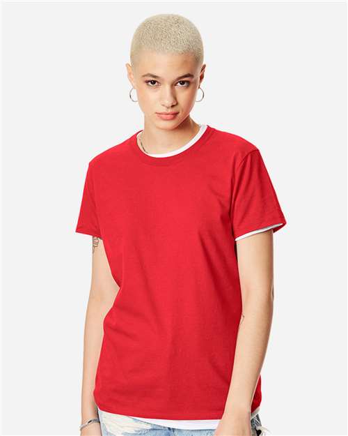 Hanes SL04 Athletic Red — on model front